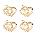 Vue détaillée de quatre pendentifs coeurs dorés entrelacés avec des strass étincelants - Style Cœur Entrelacé Strass Doré (px1086-5)