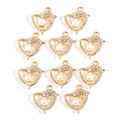 Lot de 10 pendentifs dauphin en cœur dorés avec perles et strass pour bijoux DIY - Style Coeur Dauphin (px1045-12)