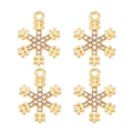 Détail de quatre pendentifs flocon de neige dorés en alliage avec strass pour bijoux DIY - Style Flocon de Neige Délicat Strass Doré (px1086-7)