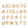 Lot de 26 pendentifs lettres dorées avec strass brillants pour création de bijoux DIY - Alphabets Complets A-Z