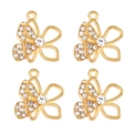 Lot de quatre pendentifs papillons dorés avec strass étincelants pour bijoux DIY - Style Papillon Délicat Strass Doré (px1086-11)