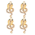 Pendentifs serpent dorés avec yeux en gemmes vertes et strass pour bijoux DIY - Style Cobra Strass Doré (px1086-12)
