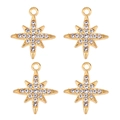 Vue détaillée de quatre pendentifs étoiles à huit branches dorés avec strass brillants - Style Étoile à Huit Branches Strass Doré (px1086-17)