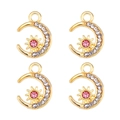 Détail de pendentifs soleil et lune dorés avec strass roses et blancs sertis - Style Soleil Lune Étoile Strass Doré (px1086-21)