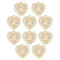 Detail of 10 golden alloy heart pendants with crystals and crescent moon for DIY jewelry - Moon Heart Shape (px1106-3)
