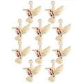 Set de 10 dijes de colibrí dorados con diamantes de imitación para hacer joyas DIY - Estilo Colibrí de Colores (px1106-5)
