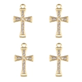 Lot de quatre pendentifs croix dorés avec strass blancs étincelants et anneaux - Style Croix Classique Strass Doré (px1086-23)