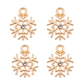 Vue macro de quatre pendentifs flocon de neige en alliage doré avec strass central - Style Flocon de Neige Pavé Strass Doré (px1086-30)
