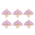 Detail of fan-shaped lavender enamel charms with white plum blossoms and gold edges - Light Purple (px1141-3)