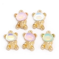 Cinq pendentifs ours en cristal coloré avec alliage doré pour la fabrication de bijoux DIY - Or mélangé aléatoire