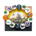 Collar de cuentas de Halloween con ojo espeluznante, gato negro y dijes de calabaza - Pulsera Multicolor