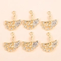 Set di 6 ciondoli foglia di ginkgo dorati con strass per creazione di gioielli e collane fai da te - Stile Foglia di Ginkgo (px1167-4)