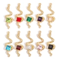 Set van 10 gouden slangenhangers met gekleurde zirkoniasteen voor DIY sieraden maken - Gemengde Kleuren (KC Goud Basis)