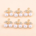 Set di ciondoli a ciliegia con foglie di strass e perle per gioielli fai da te - Stile Ciliegia (px1167-1)