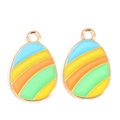 Detail of egg-shaped enamel charms with colorful diagonal stripes for DIY jewelry making - Rainbow Diagonal Stripe Style (px1180-4)