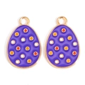 Detail of purple enamel Easter egg charms with gold alloy base and colorful polka dots - Purple with Colorful Dots Style (px1180-6)
