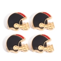 Detail of four American football helmet alloy enamel charms in red and black colors - Black and Red Football Helmet Style (px1181-2)