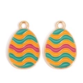 Detailed close-up of colorful enamel Easter egg pendants with metallic wavy stripes - Colorful Horizontal Wave Style (px1180-10)