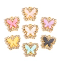 Pendentifs papillons colorés avec monture en alliage et strass pour bijoux DIY - Couleurs Mixtes (Base Or KC)