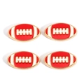 Details von vier Rugby-Anhängern aus Emaille mit Goldrand für DIY-Schmuckherstellung - Rot Weißer Rugbyball Stil (px1181-5)