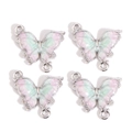 Détail de pendentifs papillon en émail dégradé avec strass et doubles anneaux de suspension - Dégradé Rose et Vert Cadre Argenté (px1172-9)