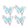 Lot de 4 connecteurs papillon en alliage dégradé bleu avec doubles boucles pour bijoux DIY - Dégradé Bleu et Blanc Cadre Argenté (px1172-10)