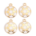Set mit vier weiß-goldenen Emaille-Fußballanhängern für DIY-Schmuck und Schlüsselanhänger - Weiß Goldener Fußball Stil (px1181-9)