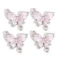 Détail de pendentifs papillon DIY avec dégradé rose et blanc et deux anneaux de suspension - Dégradé Rose et Blanc Cadre Argenté (px1172-11)