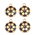 Vierer-Set schwarz-goldene Emaille-Fußballanhänger für DIY-Schmuck und Armbänder - Schwarz Goldener Fußball Stil (px1181-10)