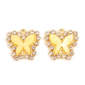 Macro view of butterfly pendant with gold plating, sparkling rhinestones and pearl finish - Light Yellow Style (px1183-4)