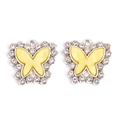 Detail of silver alloy butterfly pendants with yellow enamel and sparkling rhinestones - Bright Yellow Style (px1183-8)