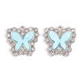 Detailed view of light blue acrylic butterfly charms with sparkling crystal rhinestones - Silver Base Light Blue Style (px1183-11)