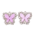 Detail of DIY jewelry charms with purple enamel butterflies and sparkling rhinestones - Silver Base Purple Style (px1183-14)