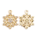 Macro detail of snowflake pendant with crystal rhinestones and golden metal backing - Gold Rhinestone Snowflake Style (px1195-2)
