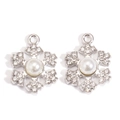 Sparkling silver snowflake charms with faux pearls and rhinestones for DIY jewelry - Silver Pearl Rhinestone Snowflake Style (px1195-3)