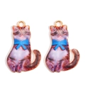 Pendentifs chat mignons avec nœud papillon bleu pour la création de bijoux DIY - Chat Rayé Fauve (px1191-2)
