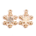Detail of gold snowflake pendant with sparkling rhinestones and metal texture back - Gold 7-Diamond Hexagonal Symmetrical Style (px1195-8)