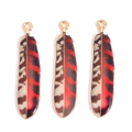 Three colorful feather pendants with red and black patterns for DIY jewelry making - Red Black White Spotted (px1145-3)