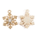 Front and back detail of gold snowflake charm with rhinestones for DIY jewelry making - Gold Radial Rhinestone Style (px1195-10)