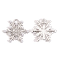 Detailed view of silver snowflake pendants with white faux pearls and rhinestones for DIY - Silver Pearl Rhinestone Contrast Style (px1195-11)