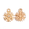 Detailed view of golden snowflake pendants with rhinestones and hanging loops - Gold Hollow Dotted Diamond Style (px1195-12)