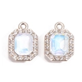 Macro view of rectangular emerald-cut charms with AB rainbow stones and zircon borders - Emerald Cut Rectangle Style (px1207-5)