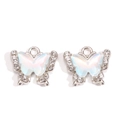 Detailed view of iridescent butterfly pendants with rhinestone edges for DIY jewelry making - Iridescent Butterfly Style (px1207-7)