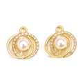 Fashion alloy moon fairy pendant with white pearls and rhinestones for DIY jewelry making - Double Ring Rhinestone Artificial Pearl Style (px1197-2)