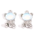 Macro shot of silver bear pendants with light blue opal stones for DIY jewelry - Iridescent Head Bear Style (px1207-10)