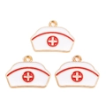 Three pieces of cartoon nurse hat enamel pendants for DIY necklace jewelry making - Nurse Hat A (px1216-2)