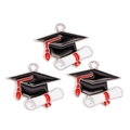 Detailed view of graduation cap and diploma charms with red tassels for DIY jewelry - Cap Diploma Combination (px1227-6)