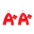 Macro shot of two red enamel A+ graduation charms with silver alloy plating for jewelry - Silver A Plus Pendant (px1227-8)
