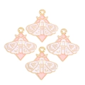 Detail von vier rosa-weißen Schmetterlingsanhängern mit Goldrand für DIY-Schmuck - Gold Rosa Weiß Gemusterte Motte Stil (px1223-9)