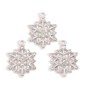 Detailed close-up of three silver snowflake charms with inlaid rhinestones for DIY jewelry - Silver Snowflake Style (px1229-10)